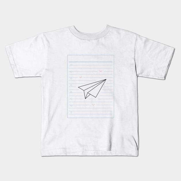 Japanese Origami Plane on Paper Kids T-Shirt by VEKTORKITA